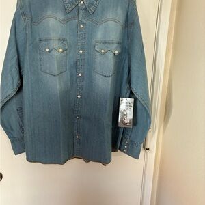 Scully Light Blue Cotton Denim Shirt